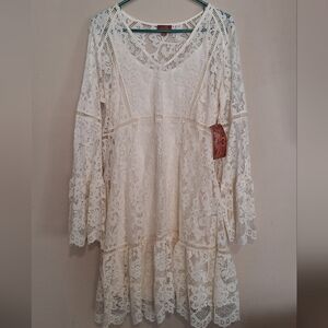 Scully Ivory Lace Long Bell Sleeve Dress